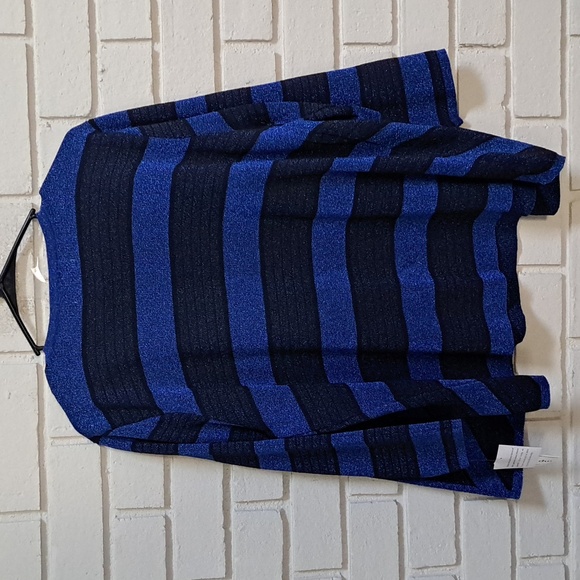 Alfred Dunner Blue/Black Shimmer Built-In Sweater Cardigan. Size Large NWT - Picture 5 of 7